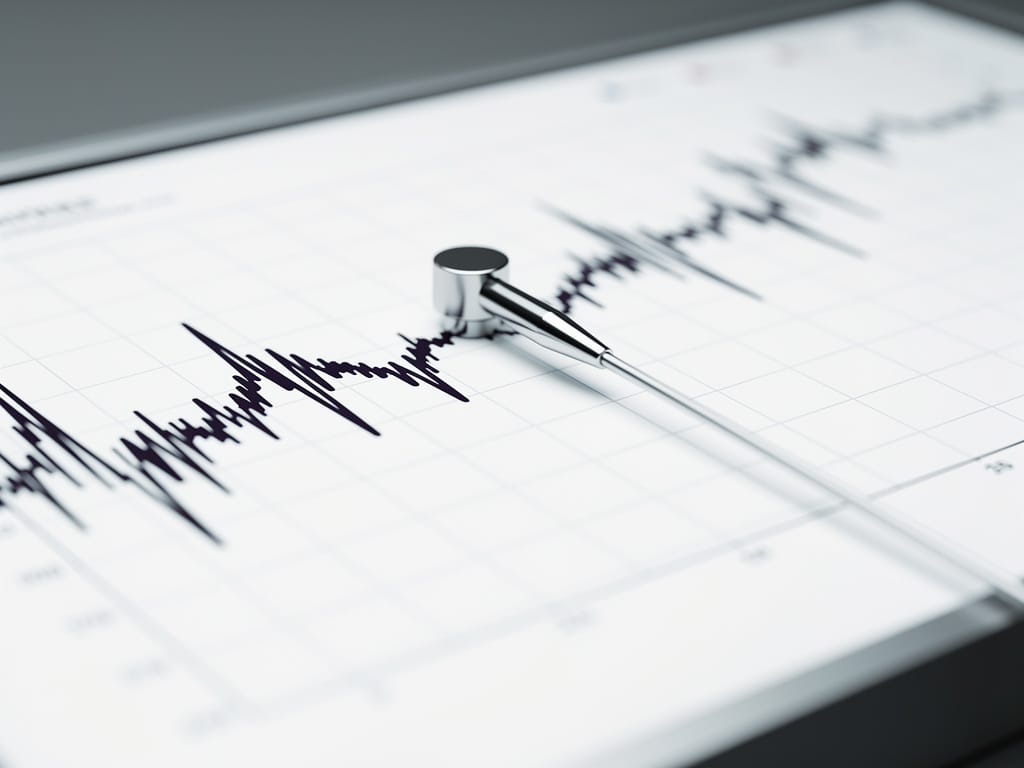 A chart showing stock market volatility with a long-term upward trend